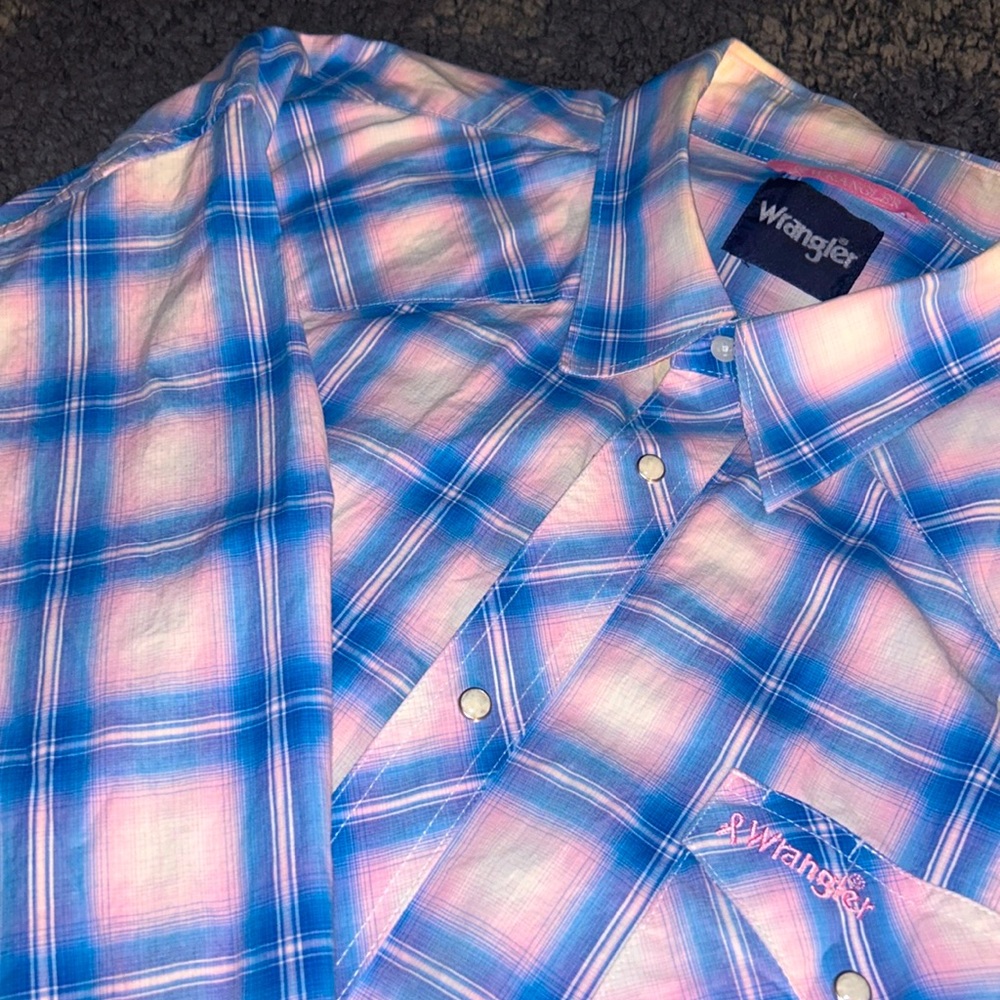 Blue n pink long sleeve button up